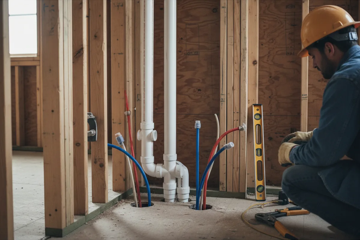 Drain and supply rough-in during Drain Cleaning in Spring