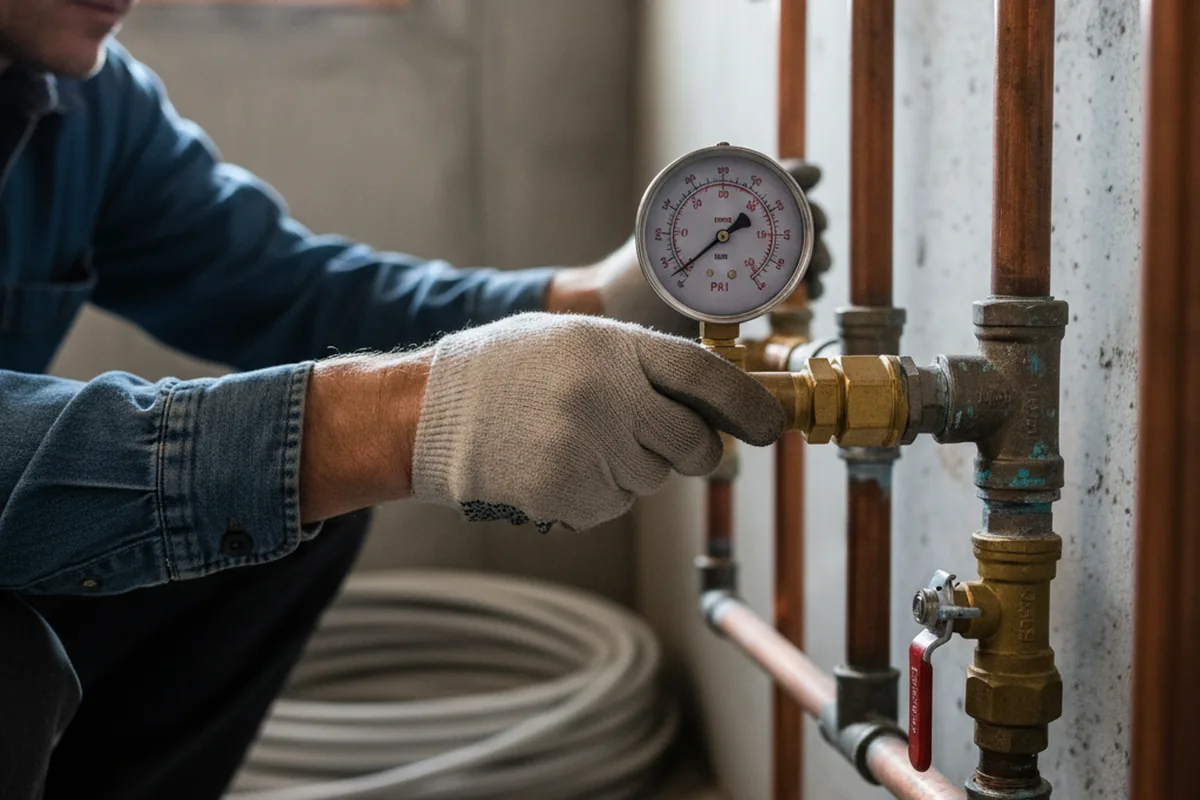 Pressure testing a repaired line during Water Line Repair in Spring